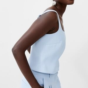 Nwt! French Connection Harrie Tailored Square Neck Top, Light Blue